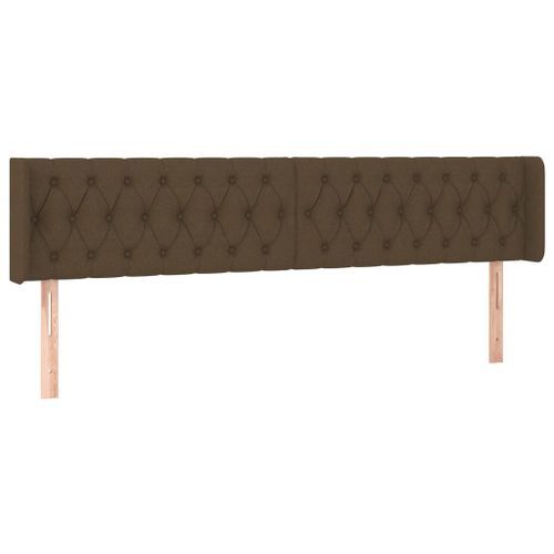 Tête de lit avec oreilles Marron Foncé 203x16x78/88 cm Tissu - Photo n°2; ?>