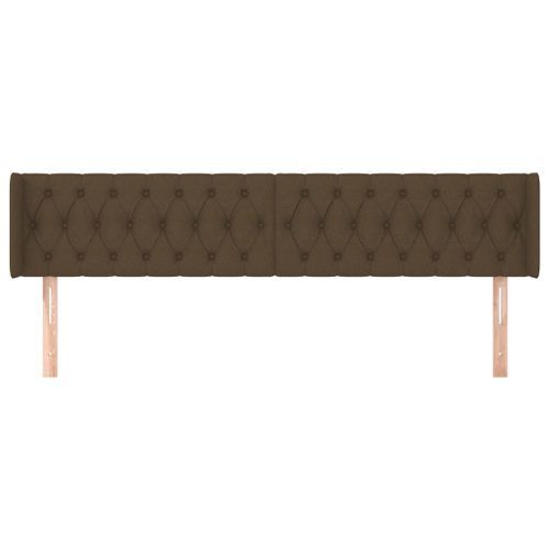 Tête de lit avec oreilles Marron Foncé 203x16x78/88 cm Tissu - Photo n°3; ?>