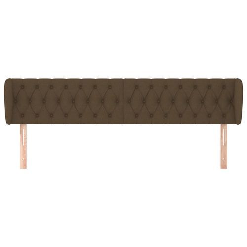 Tête de lit avec oreilles Marron foncé 203x23x78/88 cm Tissu - Photo n°3; ?>