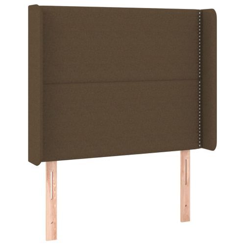 Tête de lit avec oreilles Marron foncé 83x16x118/128 cm Tissu - Photo n°2; ?>