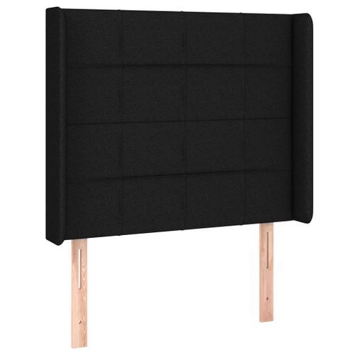 Tête de lit avec oreilles Noir 103x16x118/128 cm Tissu - Photo n°2; ?>