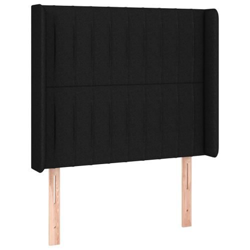 Tête de lit avec oreilles Noir 103x16x118/128 cm Tissu - Photo n°2; ?>