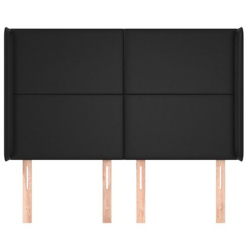 Tête de lit avec oreilles Noir 147x16x118/128 cm Similicuir - Photo n°3; ?>