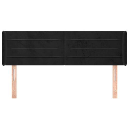 Tête de lit avec oreilles Noir 147x16x78/88 cm Velours - Photo n°3; ?>