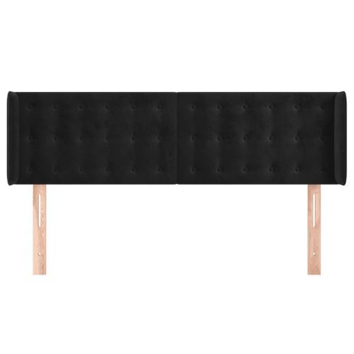 Tête de lit avec oreilles Noir 147x16x78/88 cm Velours - Photo n°3; ?>