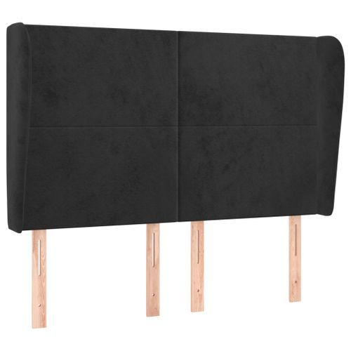 Tête de lit avec oreilles Noir 147x23x118/128 cm Velours - Photo n°2; ?>