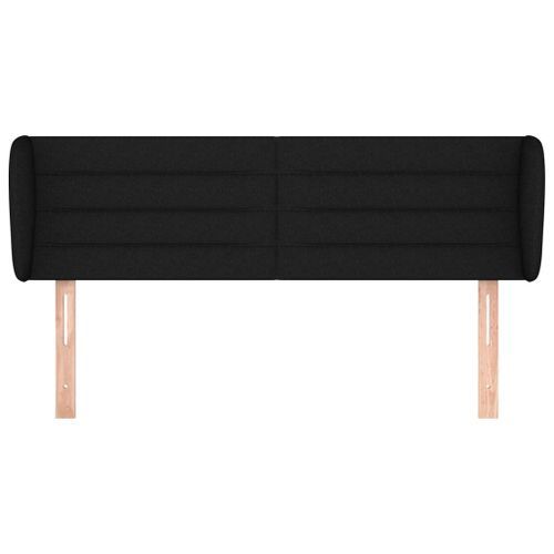 Tête de lit avec oreilles Noir 147x23x78/88 cm Tissu - Photo n°3; ?>