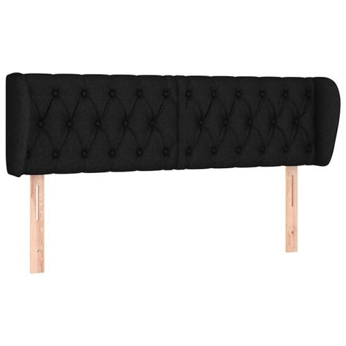 Tête de lit avec oreilles Noir 147x23x78/88 cm Tissu - Photo n°2; ?>