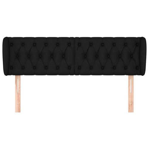 Tête de lit avec oreilles Noir 147x23x78/88 cm Tissu - Photo n°3; ?>