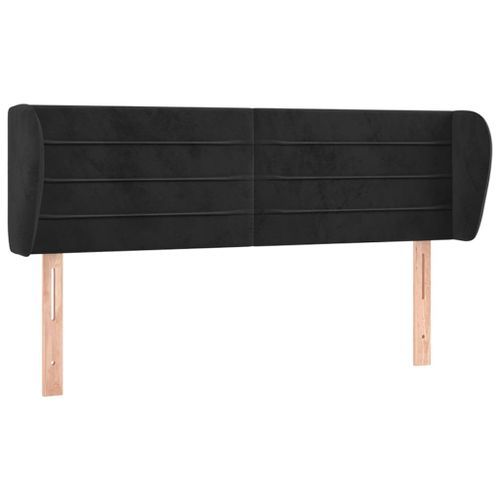 Tête de lit avec oreilles Noir 147x23x78/88 cm Velours - Photo n°2; ?>