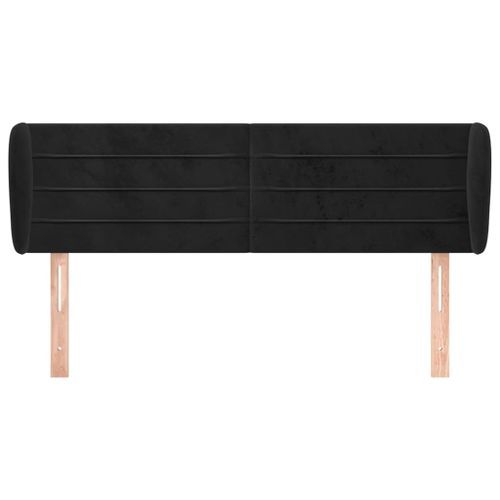 Tête de lit avec oreilles Noir 147x23x78/88 cm Velours - Photo n°3; ?>