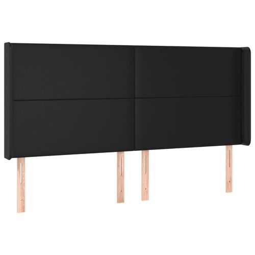 Tête de lit avec oreilles Noir 163x16x118/128 cm Similicuir - Photo n°2; ?>