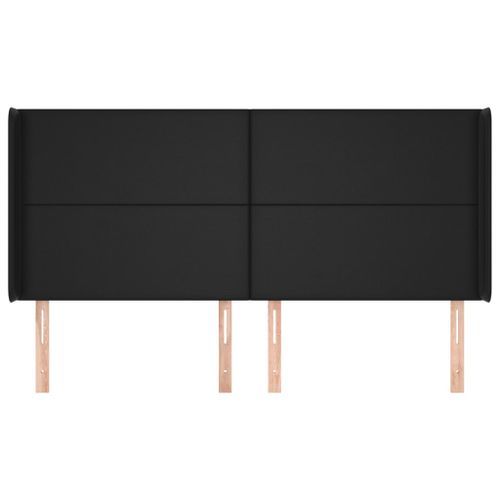 Tête de lit avec oreilles Noir 163x16x118/128 cm Similicuir - Photo n°3; ?>