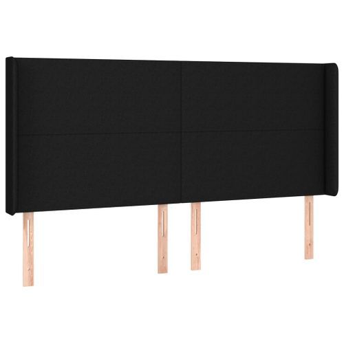 Tête de lit avec oreilles Noir 163x16x118/128 cm Tissu - Photo n°2; ?>