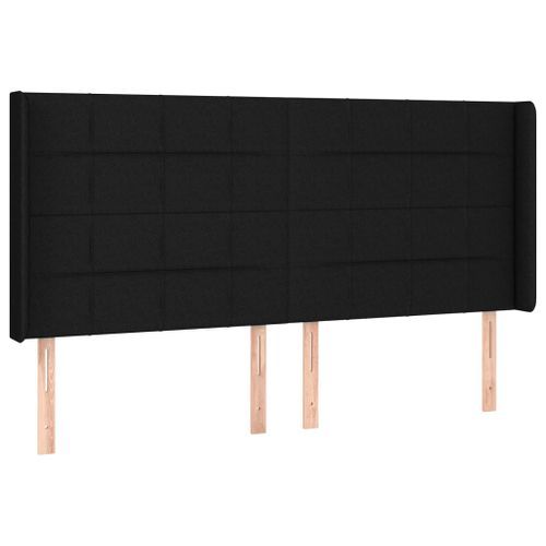 Tête de lit avec oreilles Noir 163x16x118/128 cm Tissu - Photo n°2; ?>