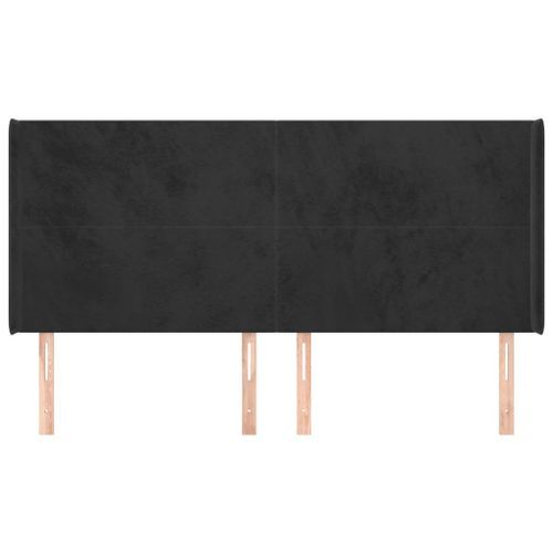 Tête de lit avec oreilles Noir 163x16x118/128 cm Velours - Photo n°3; ?>