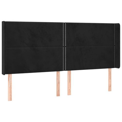 Tête de lit avec oreilles Noir 163x16x118/128 cm Velours - Photo n°2; ?>