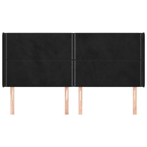 Tête de lit avec oreilles Noir 163x16x118/128 cm Velours - Photo n°3; ?>