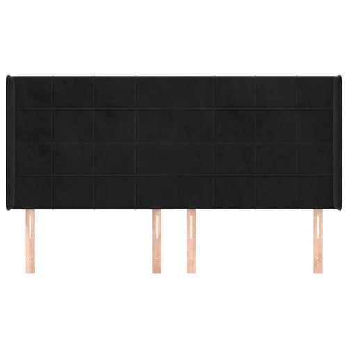 Tête de lit avec oreilles Noir 163x16x118/128 cm Velours - Photo n°3; ?>