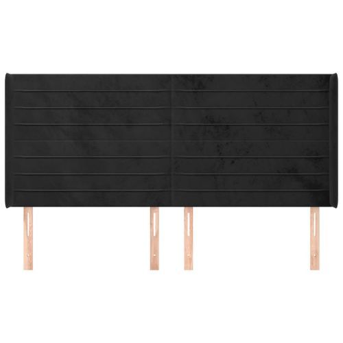 Tête de lit avec oreilles Noir 163x16x118/128 cm Velours - Photo n°3; ?>