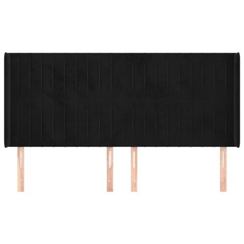 Tête de lit avec oreilles Noir 163x16x118/128 cm Velours - Photo n°3; ?>