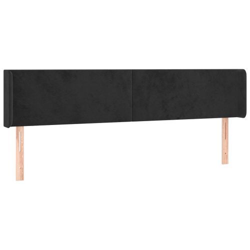 Tête de lit avec oreilles Noir 163x16x78/88 cm Velours - Photo n°2; ?>