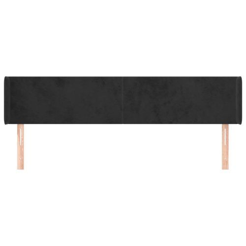 Tête de lit avec oreilles Noir 163x16x78/88 cm Velours - Photo n°3; ?>