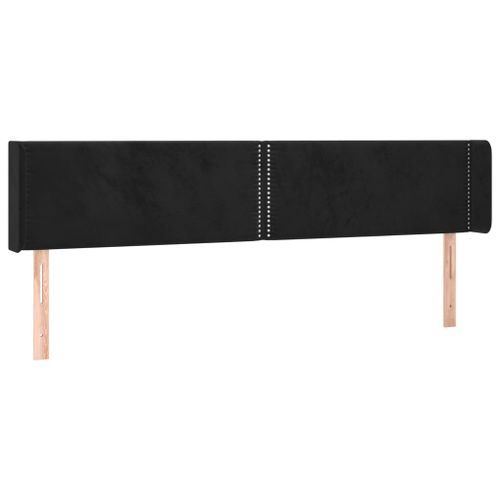 Tête de lit avec oreilles Noir 163x16x78/88 cm Velours - Photo n°2; ?>