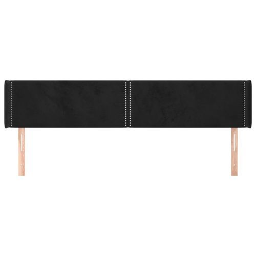 Tête de lit avec oreilles Noir 163x16x78/88 cm Velours - Photo n°3; ?>