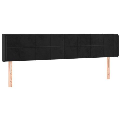 Tête de lit avec oreilles Noir 163x16x78/88 cm Velours - Photo n°2; ?>