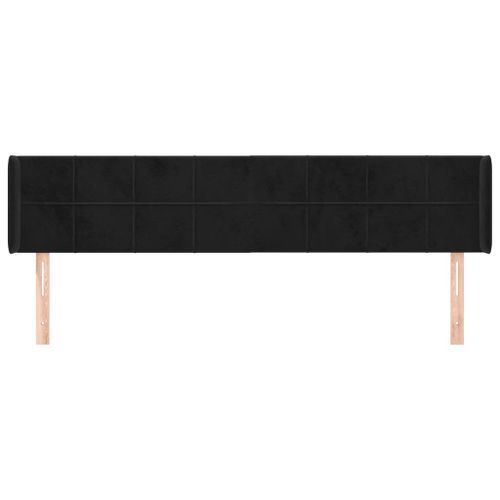 Tête de lit avec oreilles Noir 163x16x78/88 cm Velours - Photo n°3; ?>