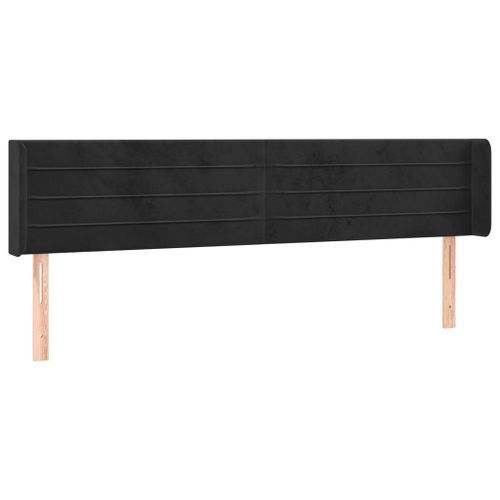 Tête de lit avec oreilles Noir 163x16x78/88 cm Velours - Photo n°2; ?>