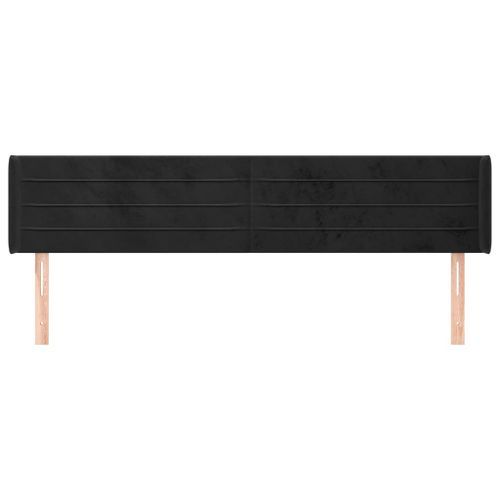 Tête de lit avec oreilles Noir 163x16x78/88 cm Velours - Photo n°3; ?>