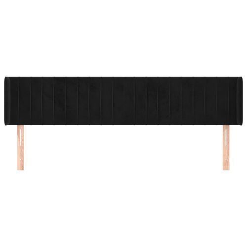 Tête de lit avec oreilles Noir 163x16x78/88 cm Velours - Photo n°3; ?>