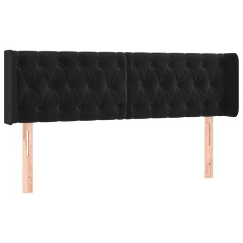 Tête de lit avec oreilles Noir 163x16x78/88 cm Velours - Photo n°2; ?>