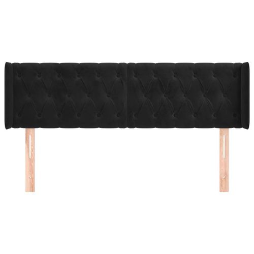 Tête de lit avec oreilles Noir 163x16x78/88 cm Velours - Photo n°3; ?>