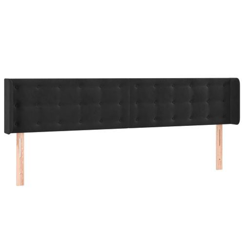 Tête de lit avec oreilles Noir 163x16x78/88 cm Velours - Photo n°2; ?>