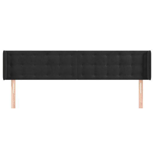 Tête de lit avec oreilles Noir 163x16x78/88 cm Velours - Photo n°3; ?>