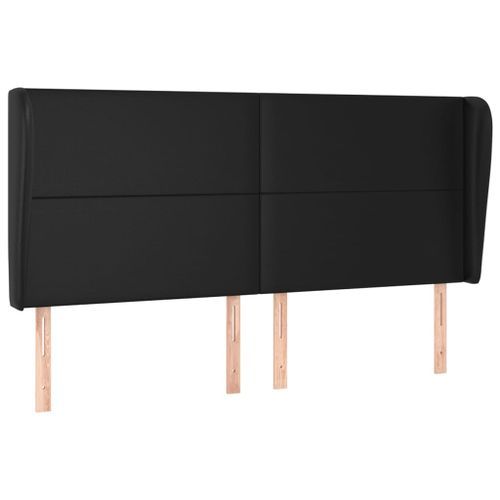 Tête de lit avec oreilles Noir 163x23x118/128 cm Similicuir - Photo n°2; ?>