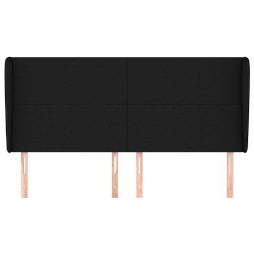 Tête de lit avec oreilles Noir 163x23x118/128 cm Tissu - Photo n°3; ?>