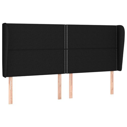 Tête de lit avec oreilles Noir 163x23x118/128 cm Tissu - Photo n°2; ?>