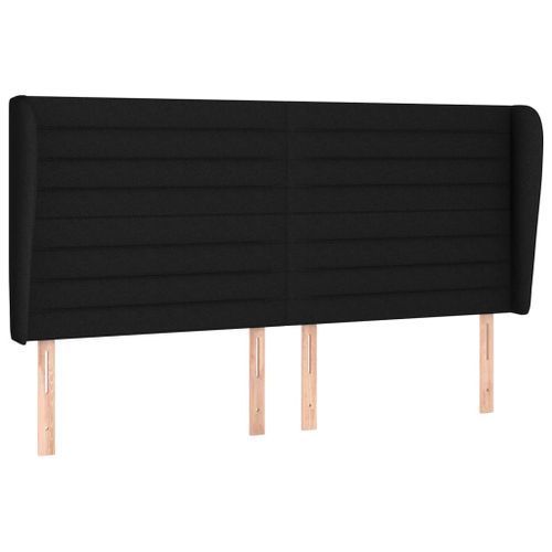 Tête de lit avec oreilles Noir 163x23x118/128 cm Tissu - Photo n°2; ?>