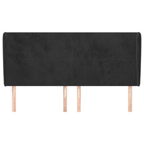 Tête de lit avec oreilles Noir 163x23x118/128 cm Velours - Photo n°3; ?>