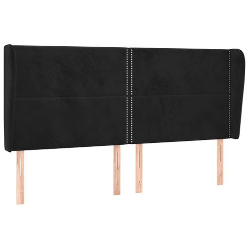 Tête de lit avec oreilles Noir 163x23x118/128 cm Velours - Photo n°2; ?>