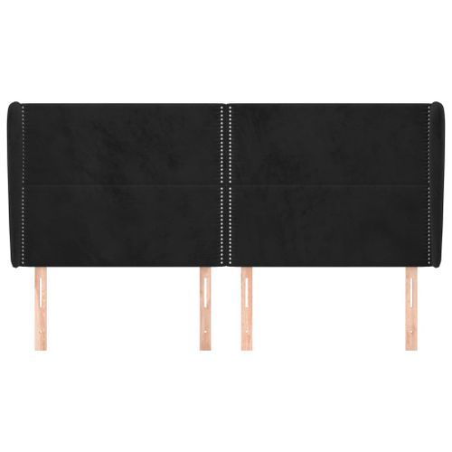 Tête de lit avec oreilles Noir 163x23x118/128 cm Velours - Photo n°3; ?>