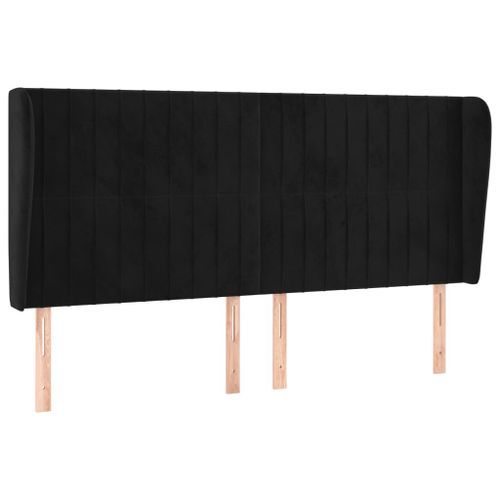 Tête de lit avec oreilles Noir 163x23x118/128 cm Velours - Photo n°2; ?>