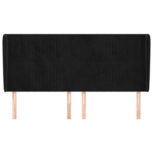 Tête de lit avec oreilles Noir 163x23x118/128 cm Velours - Photo n°3; ?>