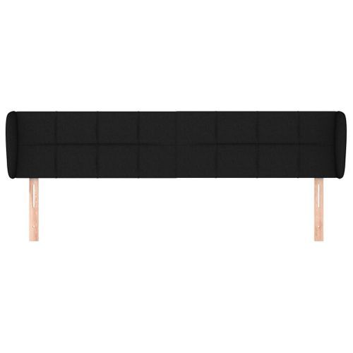 Tête de lit avec oreilles Noir 163x23x78/88 cm Tissu - Photo n°3; ?>