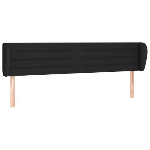 Tête de lit avec oreilles Noir 163x23x78/88 cm Tissu - Photo n°2; ?>