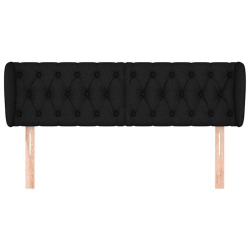 Tête de lit avec oreilles Noir 163x23x78/88 cm Tissu - Photo n°3; ?>